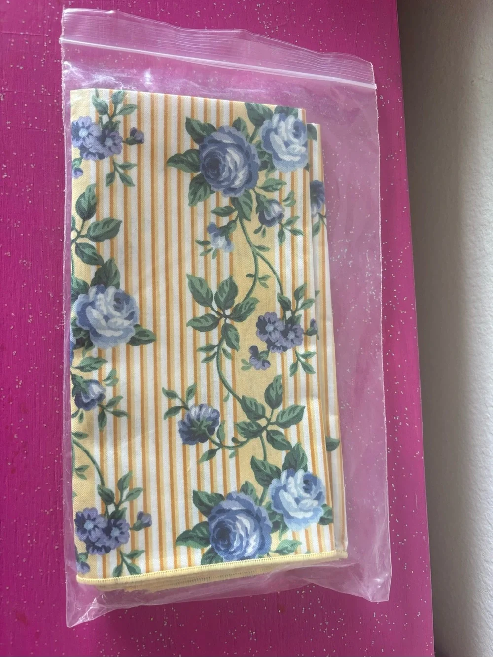 Longaberger Rose Trellis Napkins - Blue Floral (2 Pack), NEW IN ORIGINAL PACKAGE